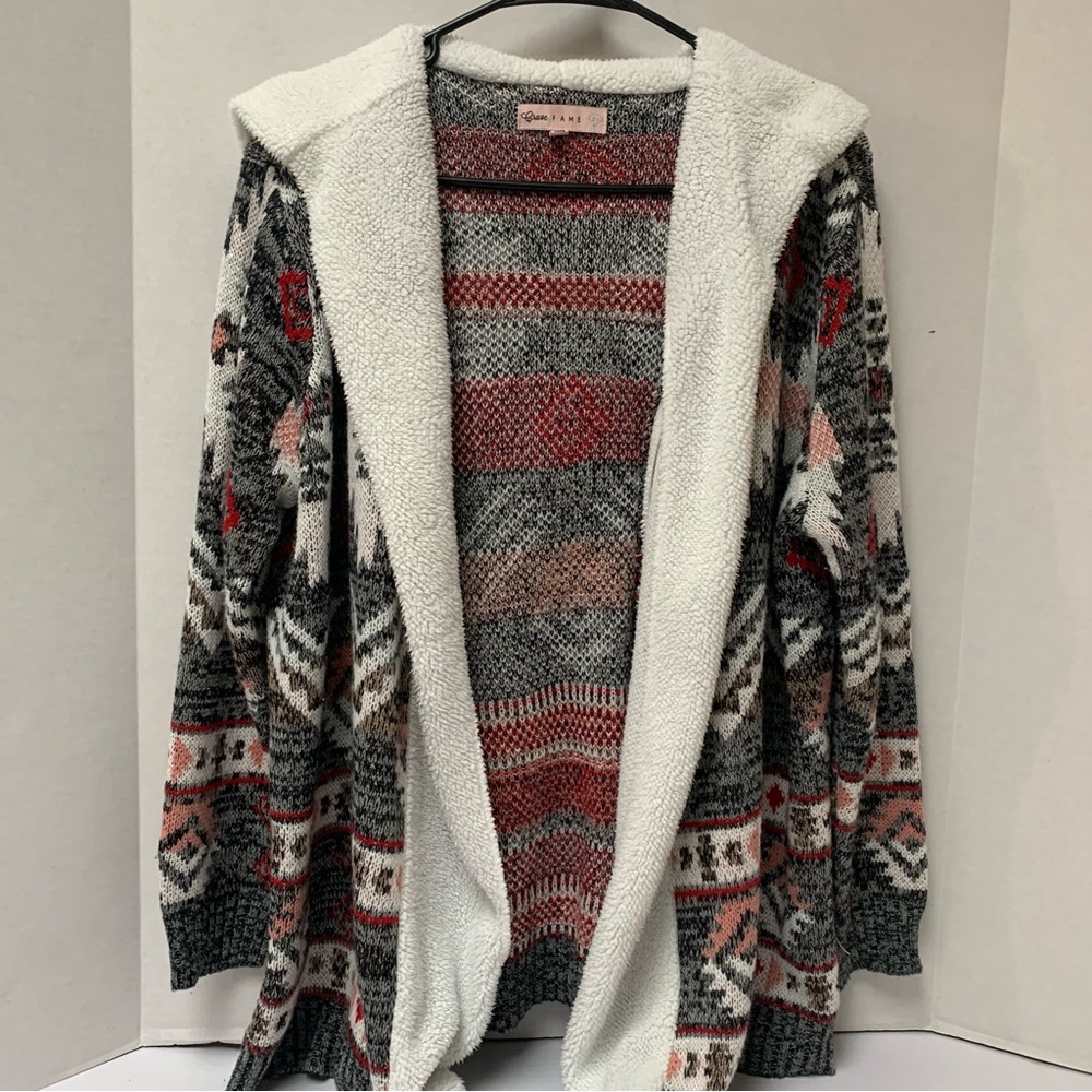 Crave Fame Multicolor Open-Front Cardigan Womand Large